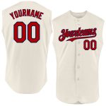 Personalized Sleeveless Baseball Jersey in Cream Red-Navy - Custom 3 Personalized Cream Red-Navy Sleeveless Baseball Jersey