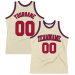 Personalized Red Navy Throwback Basketball Jersey 2 - Custom Sports Apparel Personalized Cream Red-Navy Throwback Basketball