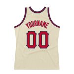 Personalized Red-Navy Throwback Basketball Jersey for Men and Women Personalized Cream Red-Navy Throwback Basketball Jersey