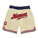 Personalized Red Navy Throwback Basketball Shorts for Men and Women Personalized Cream Red-Navy Throwback Basketball Shorts
