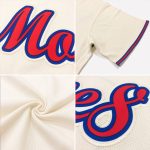 Personalized Red Navy Throwback Baseball Jersey Shirt - Cream Rib-Knit Design Personalized Cream Red-Navy Throwback Rib-Knit