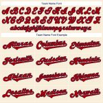 Personalized Red Navy Throwback Baseball Jersey Shirt - Cream Rib-Knit Design Personalized Cream Red-Navy Throwback Rib-Knit