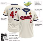 Personalized Unisex Softball Jersey - Cream Red Navy Two-Button Design Personalized Cream Red-Navy Two-Button Unisex Softball