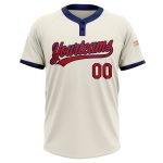 Personalized Unisex Softball Jersey - Cream Red Navy Two-Button Design Personalized Cream Red-Navy Two-Button Unisex Softball