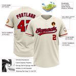 Personalized Unisex Softball Jersey Red-Navy Two-Button Cream 3 Personalized Cream Red-Navy Two-Button Unisex Softball Jersey