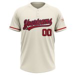 Personalized Unisex Softball Jersey Red-Navy Two-Button Cream 3 Personalized Cream Red-Navy Two-Button Unisex Softball Jersey