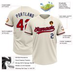 Personalized Red Navy Two-Button Softball Jersey Unisex - Cream Color, Size 4 Personalized Cream Red-Navy Two-Button Unisex