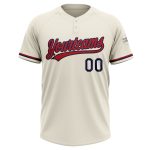Personalized Red Navy Two-Button Softball Jersey Unisex - Cream Color, Size 4 Personalized Cream Red-Navy Two-Button Unisex