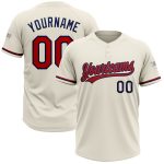 Personalized Red Navy Two-Button Softball Jersey Unisex - Cream Color, Size 4 Personalized Cream Red-Navy Two-Button Unisex