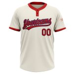Personalized Red-Navy Unisex Softball Jersey - Cream Two-Button Design Personalized Cream Red-Navy Two-Button Unisex Softball