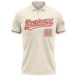Personalized Red Cream Vapor Performance Golf Polo Shirt for Men Personalized Cream Red Performance Vapor Golf Polo Shirt