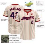 Personalized Navy Softball Jersey with Cream Red Pinstripe, Two-Button, Unisex Design Personalized Cream Red Pinstripe Navy