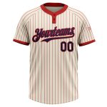 Personalized Navy Softball Jersey with Cream Red Pinstripe, Two-Button, Unisex Design Personalized Cream Red Pinstripe Navy