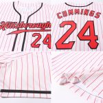 Personalized Red and Black Pinstripe Baseball Jersey - Custom Cream Jersey Personalized Cream Red Pinstripe Red-Black Baseball