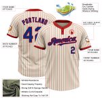 Personalized Unisex Softball Jersey - Cream Red Pinstripe Two-Button Design Personalized Cream Red Pinstripe Royal Two-Button