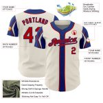 Personalized Baseball Jersey in Cream, Red, and Royal - Custom 3 Colors Arm Shapes Personalized Cream Red-Royal 3 Colors