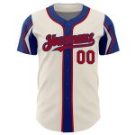 Personalized Baseball Jersey in Cream, Red, and Royal - Custom 3 Colors Arm Shapes Personalized Cream Red-Royal 3 Colors