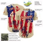Personalized 3D American Eagle Baseball Jersey in Cream Red-Royal with Stars Personalized Cream Red-Royal 3D American Spirit