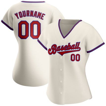 Personalized Red-Royal Baseball Jersey - Authentic Custom Cream Team Apparel Personalized Cream Red-Royal Authentic Baseball