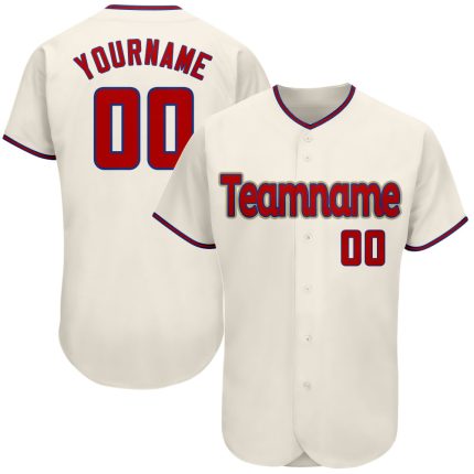 Personalized Red-Royal Athletic Baseball Jersey - Custom Cream Team Apparel Personalized Cream Red-Royal Authentic Baseball