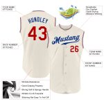 Custom Name and Number Authentic Sleeveless Baseball Jersey - Personalized Cream Red-Royal Team Jersey Personalized Cream