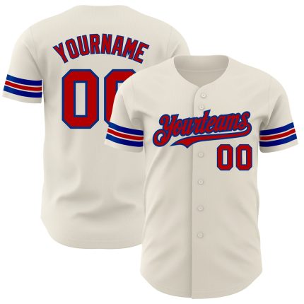 Custom Red-Royal Baseball Jersey Personalized Design | Perfect Gift 100 Personalized Cream Red-Royal Baseball Jersey 100