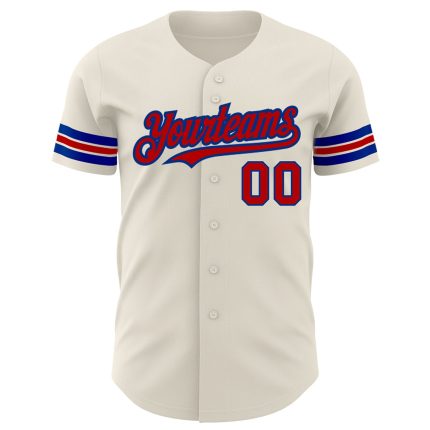 Custom Red-Royal Baseball Jersey Personalized Design | Perfect Gift 100 Personalized Cream Red-Royal Baseball Jersey 100