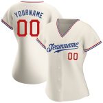 Personalized Red-Royal Baseball Jersey for Adults - Custom Cream Design, Stylish Sportswear Personalized Cream Red-Royal