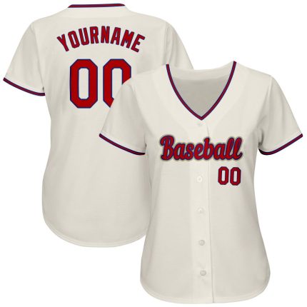 Personalized Red-Royal Cream Baseball Jersey for Kids - Customizable 3 Personalized Cream Red-Royal Baseball Jersey 3
