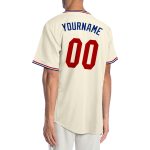Personalized Red-Royal Baseball Jersey for Kids - Custom Cream Sports Apparel 5 Personalized Cream Red-Royal Baseball Jersey