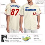 Personalized Red-Royal Baseball Jersey for Kids - Custom Cream Sports Apparel 5 Personalized Cream Red-Royal Baseball Jersey