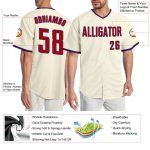 Custom Red-Royal Baseball Jersey for Kids, Personalized Cream Design, Size 6 Personalized Cream Red-Royal Baseball Jersey