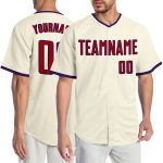 Custom Red-Royal Baseball Jersey for Kids, Personalized Cream Design, Size 6 Personalized Cream Red-Royal Baseball Jersey