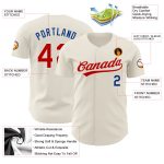 Personalized Red-Royal Baseball Jersey 98 for Kids - Custom Cream Jersey Personalized Cream Red-Royal Baseball Jersey 98