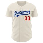 Personalized Red-Royal Baseball Jersey 98 for Kids - Custom Cream Jersey Personalized Cream Red-Royal Baseball Jersey 98