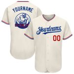 Personalized Red-Royal Baseball Jersey 99 - Custom Cream Color Team Apparel Personalized Cream Red-Royal Baseball Jersey
