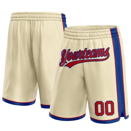 Custom Red-Royal Basketball Shorts - Personalized Cream Athletic Wear for Sports Personalized Cream Red-Royal Basketball