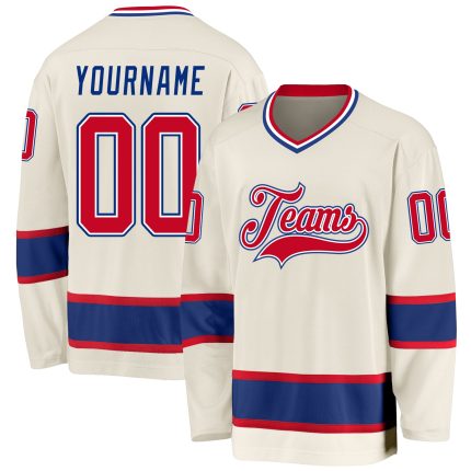 Custom Red-Royal Hockey Jersey for Personalized Style - Premium Quality Hockey Apparel Personalized Cream Red-Royal Hockey