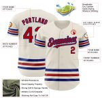 Personalized Red Cream Baseball Jersey - Custom Royal Line Design Personalized Cream Red-Royal Line Baseball Jersey