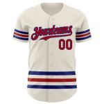 Personalized Red Cream Baseball Jersey - Custom Royal Line Design Personalized Cream Red-Royal Line Baseball Jersey