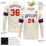 Custom Cream Red-Royal Long Sleeve Performance Shirt for Men and Women Personalized Cream Red-Royal Long Sleeve Performance