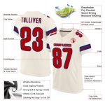 Personalized Red-Royal Mesh Football Jersey for Men - Custom Cream Design 2 Personalized Cream Red-Royal Mesh Football Jersey