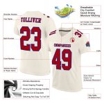 Personalized Red Royal Cream Mesh Football Jersey for Kids Size 3 Personalized Cream Red-Royal Mesh Football Jersey 3