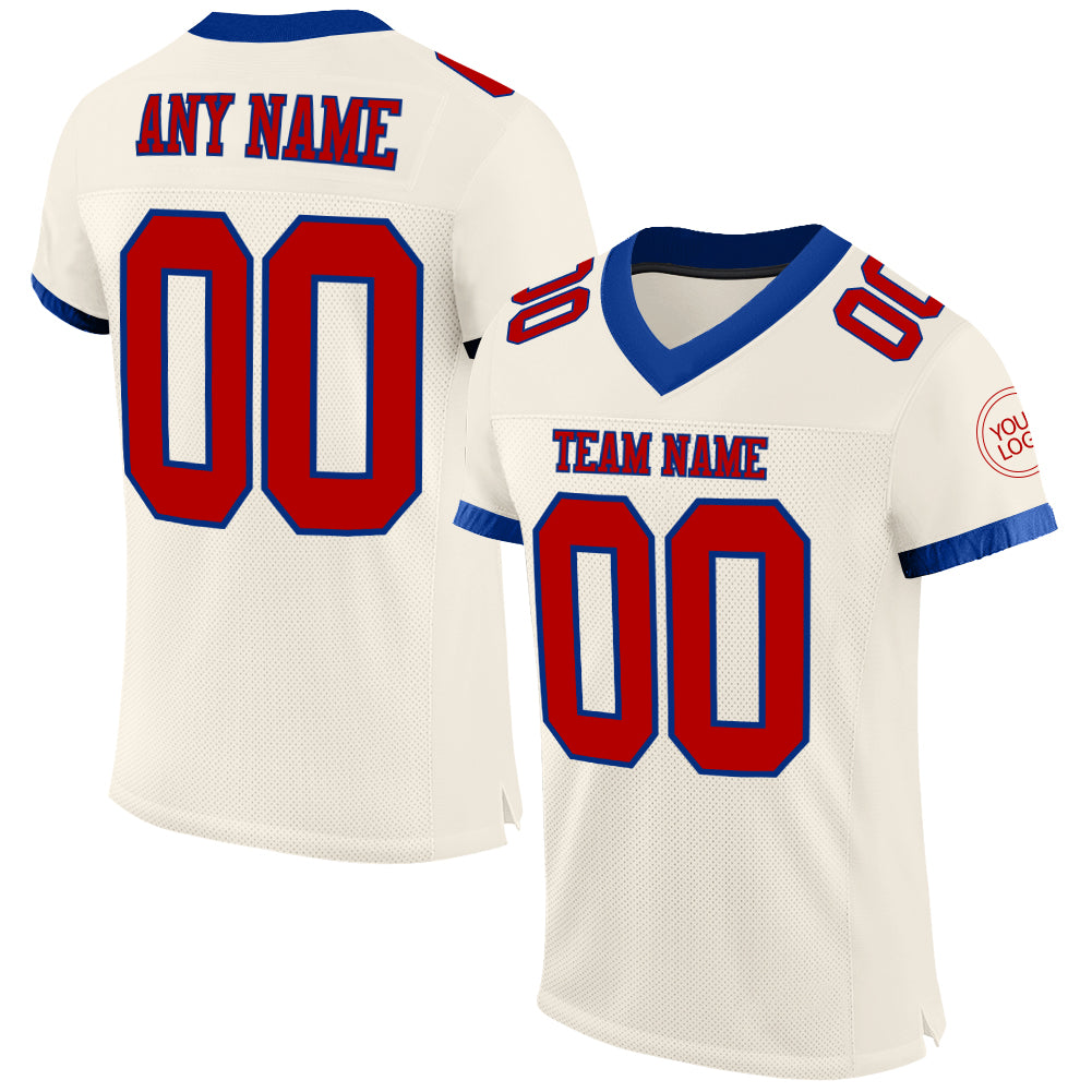 Personalized Red and Royal Cream Football Jersey for Kids Size 4 Personalized Cream Red-Royal Mesh Football Jersey 4