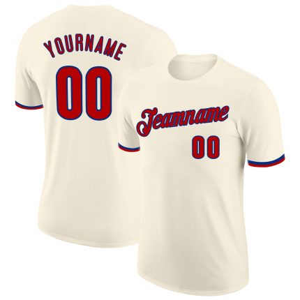 Personalized Red Cream Royal Performance T-Shirt for Men and Women 3 Personalized Cream Red-Royal Performance T-Shirt 3