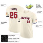 Personalized Red-Royal Performance T-Shirt for Men and Women - Custom Cream Athletic Tee Personalized Cream Red-Royal Performance