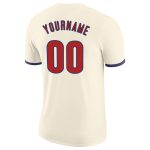 Custom Team Name & Number Red-Royal Performance T-Shirt - Personalized Cream Tee for Sports and Activities Personalized Cream