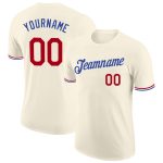 Custom Red-Royal Performance T-Shirt - Personalized athletic wear for comfort and style Personalized Cream Red-Royal Performance
