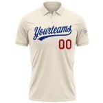 Personalized Red-Royal Cream Performance Golf Polo Shirt for Men - Style 2 Personalized Cream Red-Royal Performance Vapor