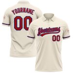 Personalized Red-Royal Performance Vapor Golf Polo Shirt - Custom Cream Color Personalized Cream Red-Royal Performance Vapor